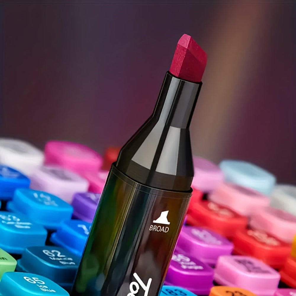 178-Colour Dual-Tip Art Marker Set with Drawing Book – Professional Sketch Illustration Markers Gift Box or Cloth Bag for Artists Adults & Christmas Gift