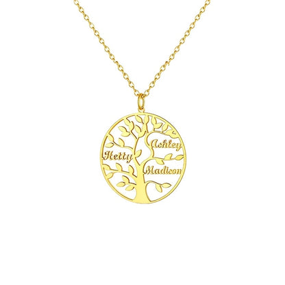 [Custom Tree of Life] 304L Stainless Steel Custom Tree of Life Necklace | Engraved with 1-8 Names | Family Name Jewelry Gift for Wives, Mothers, Grandmothers