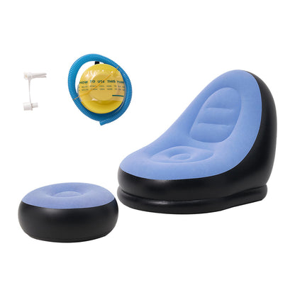 Multi-colour Everyday Outdoor Inflatable Sofa Set, PVC Material with Foot Pump, Portable Air Mattress with Footstool, Suitable for Picnics, Camping, Beach Trips, Travel and Home Use