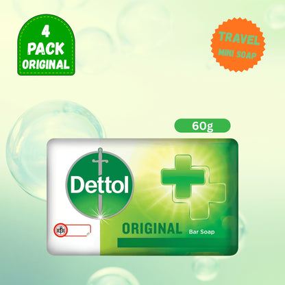 Dettol 4 Pack Soap Bars (Original, Skincare, Cool and Fresh) 60g Each