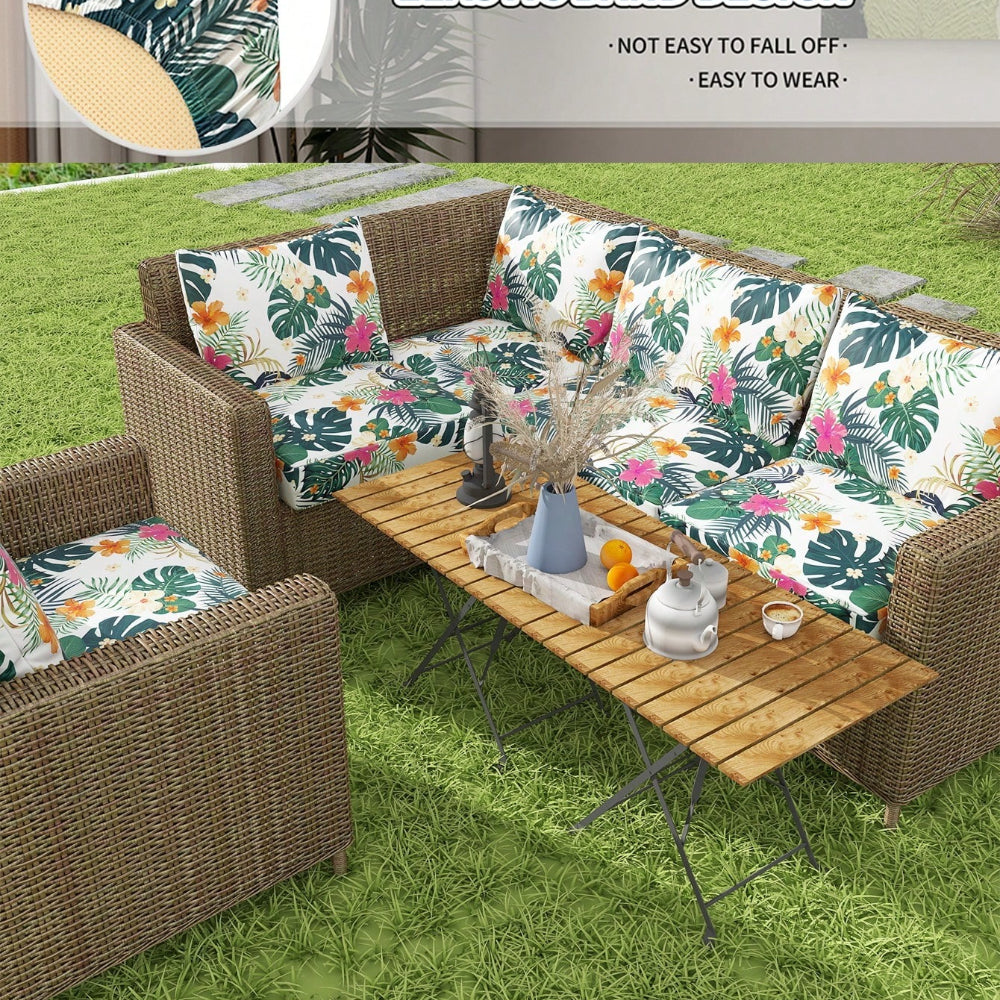 Elastic Sofa Cushion Cover with Forest Four Seasons Print – Thick Flannel Stretch Sofa Cover for 1, 2 & 3 Seater, Patio, Deck & Balcony Outdoor Furniture