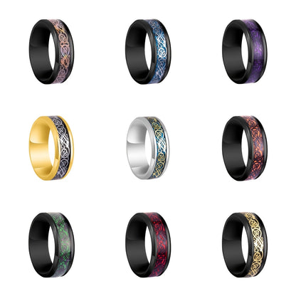 6/9pcs Stainless Steel Dragon Pattern Slice Fashion Men's Women's Finger Ring Set