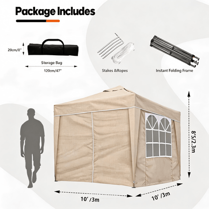 Nordivale Portable 2x2/3x3m Pop-Up Canopy with Enclosure Cloth Sidewalls | Instant Shade & Party Shelter for Gardens, Camping & Events
