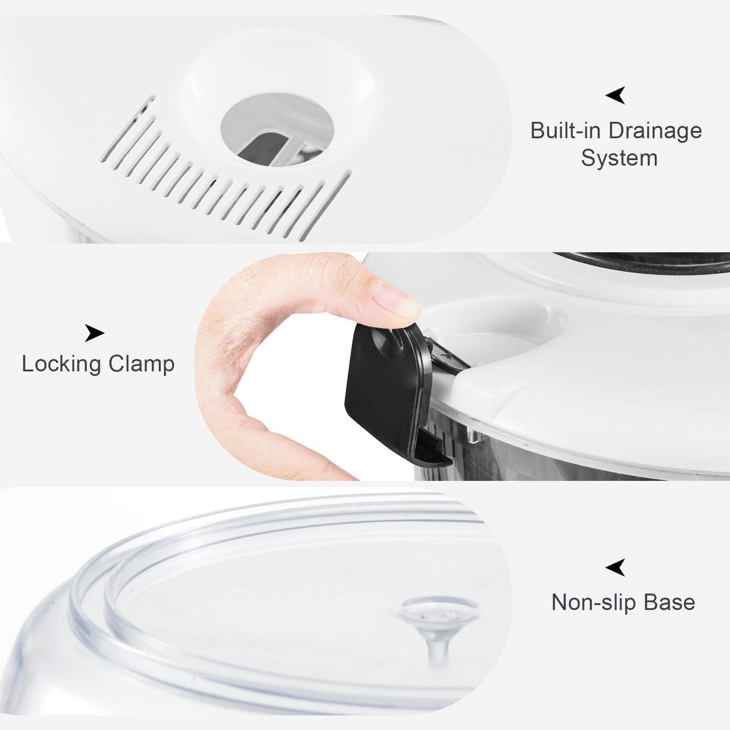 Salad Spinner 3.5 Litre Plastic Lettuce Dryer Vegetable Washer with Non-Slip Base, Dual Function Serving Bowl Strainer Easy One Hand Operation for Healthy Eating