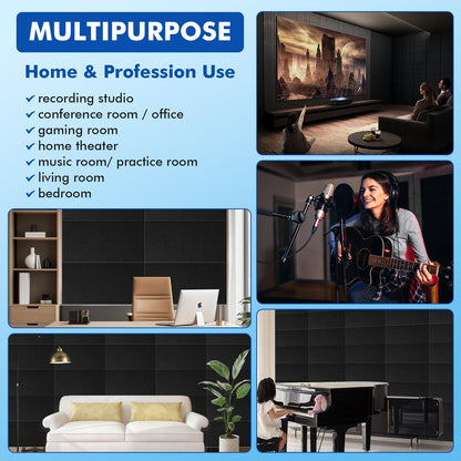 16pcs Self-adhesive Acoustic Panels, Self-adhesive Soundproofing Panels, Recording Studio Soundproofing Panels, High Density 400kg/m³, Suitable For Recording Studios, Bars, KTVs, 60cm X 30cm X 0.9cm