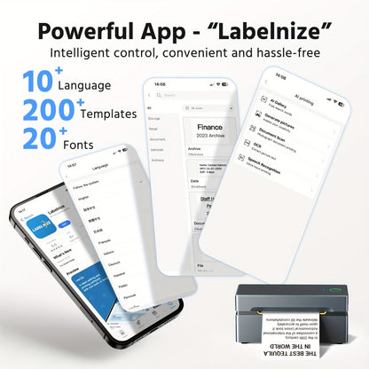 Thermal Shipping Label Printer Inkless Portable – PL80EB 4x6 Wireless Label Printer for Small Business, Logistics & Home Use, Compatible with Mobile & PC, Includes 50 Label Sheets, Enamel Blue