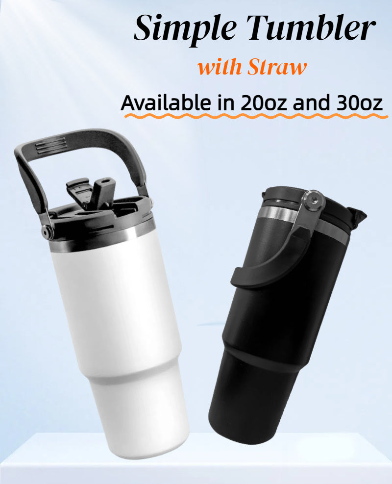Simple Tumbler with Straw, Travel Mug, Insulated Tumbler
