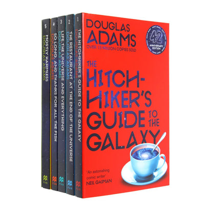The Complete Hitchhiker's Guide to the Galaxy Box set 5 Paperback Books for Ages 12+ by Douglas Adams Humorous Fantasy Adventure Classic Saga Trilogy