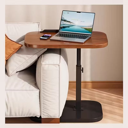 1pc 360 ° Flip Desktop Adjustable Height Small Table, Fashionable and Simple Metal Frame with Wooden Desktop Stable and Not Easy to Shake, Portable and Lightweight Side Table Snack Table - Home Office Desk Bedside Table, Essential for Drama Enthusiasts, H