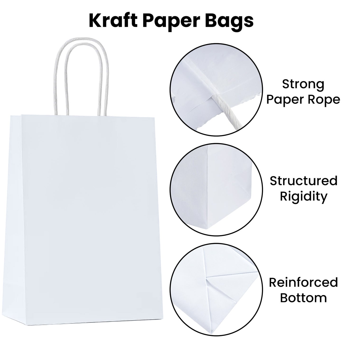 100-Pack Kraft Paper Bags with Handles – Ideal for Gift Wrapping, Parties, Holiday Celebrations & Retail Use