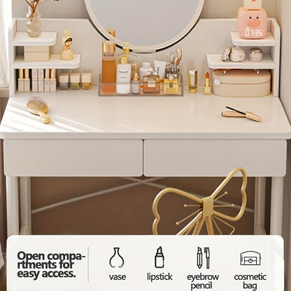 New Luxury Modern Cream Style Dressing TableSimple Bedroom Makeup DeskAssembled Design for Small SpacesVanity Table for Rental Homes