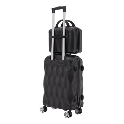 Luggage Sets of 2 Piece, Suitcase Set, Cabin Suitcase with Wheels, Hand Luggage Suitcase and Toiletry Bag with Beauty Case, 20''+14'' Inch