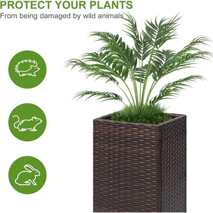 Taylor & Brown 2 Pack Tall Rattan Wicker Planters with Removable Liner, Large Indoor Outdoor Plant Pots 61cm x 30.5cm