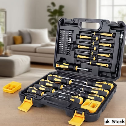 46pcs Magnetic Screwdriver Set with Slotted/Phillips/Torx Heads - Carbon Steel, No Assembly Required, Ideal for Home Maintenance, Machine Repair, Bicycle, Car, and Motorcycle Repairs, Precision Screwdriver Bits Kit, Screwdriver Set|Magnetic Screwdriver Se