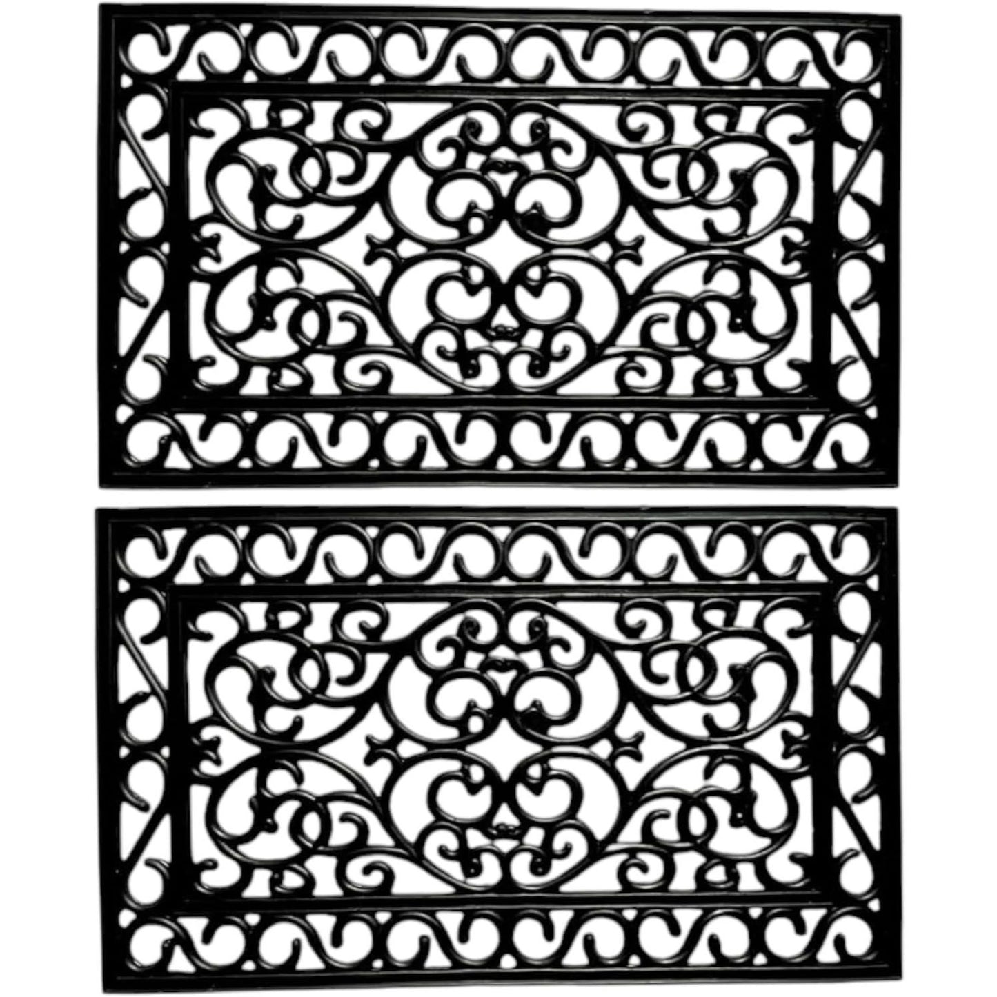 Decorative Rubber Door Mat 45x75cm – Heavy Duty Wrought Iron Effect Non-Slip Entrance Mat – Outdoor Mat with Drainage for Front Door, Patio, Garden & Back Door