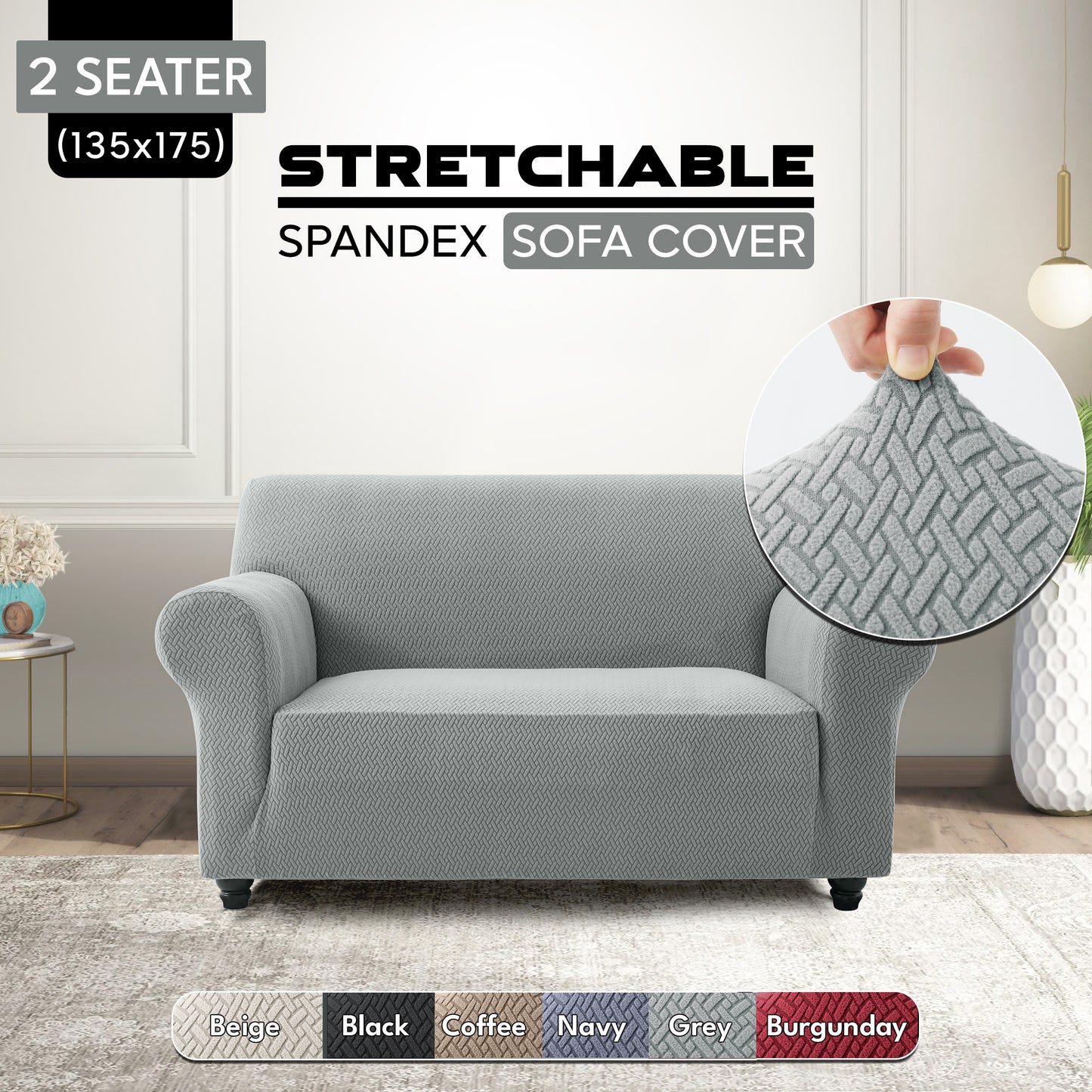 1pc Stretchable Spandex Elastic Sofa Cover – 1, 2, 3 Seater Polyester Spandex Furniture Protector, Anti-Slip Grip & Pet-Friendly, Machine Washable, Perfect for Living Room & Home Decoration