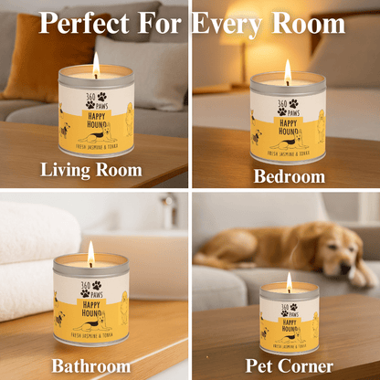 Happy Hound Candle – Fresh Jasmine & Tonka | Odor-Neutralizing Long-Lasting Pet-Friendly Candle | 50-Hour Burn Time AromaGuard Scented Candle for Home