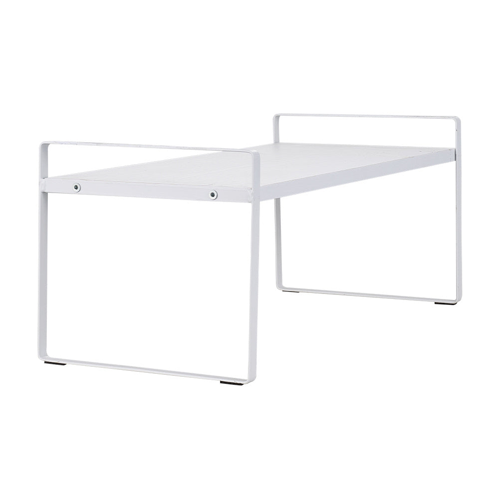 Multi-Tier Storage Rack, Mug Shelves for Desks, Black/White/Natural Wooden and Metal Countertop Organizer Shelf, Display Rack, Perfect for Dormitories Home Office Kitchen Bathroom