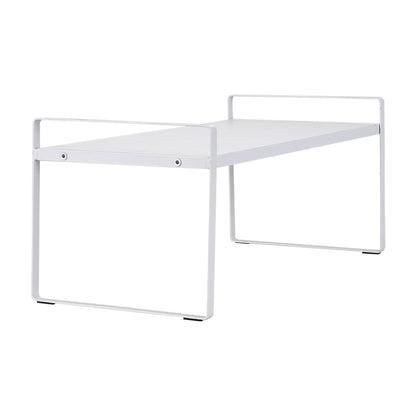 Multi-Tier Storage Rack, Mug Shelves for Desks, Black/White/Natural Wooden and Metal Countertop Organizer Shelf, Display Rack, Perfect for Dormitories Home Office Kitchen Bathroom