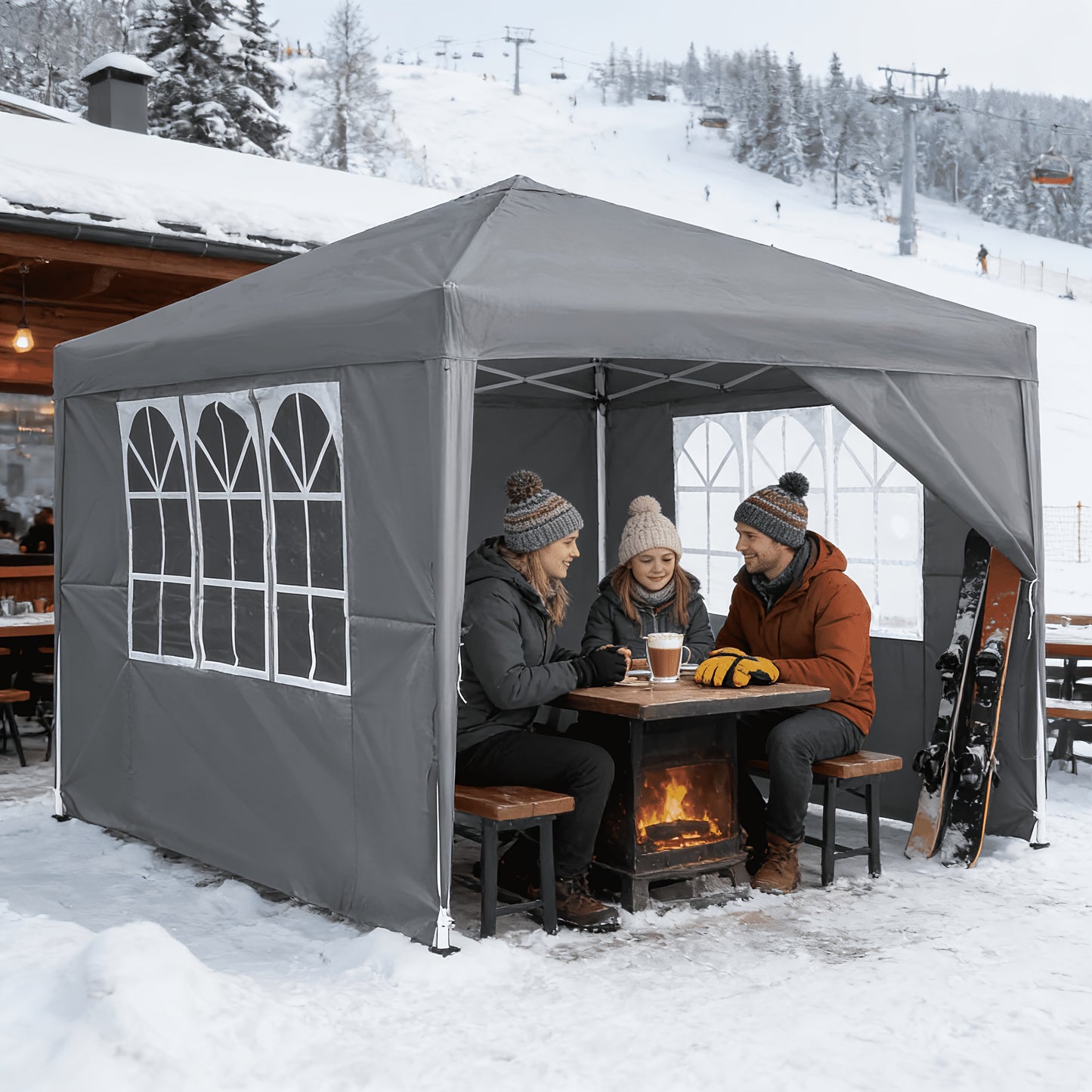 Folding Garden Gazebo 2. 5x2. 5m/3x3m with Side Panels & Carry Bag, Outdoor Tent with UV Protection for Picnic, Party & Garden, Anthracite/Grey/Green/White