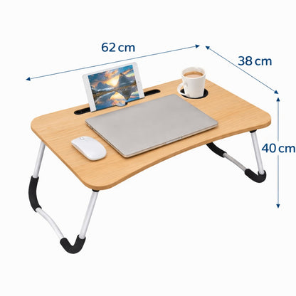 Foldable Laptop Lap Desk Adjustable Height & Angle – Portable Bed Sofa Table with Non-Slip Surface & Hanging Hooks for Work, Study, Reading & Breakfast