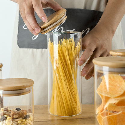 Glass Storage Jars - Set of 4 Airtight Glass Jars with Lids Clear Food Storage Container Jar- Food Kitchen Canisters Sets for Spaghetti Beans Snack Flour Cereal Storage, 550ml/950ml/1300ml/2000ml