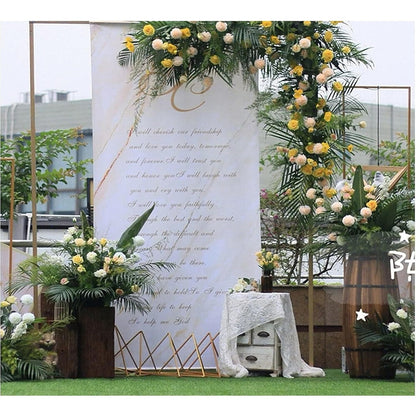 Rectangle Wedding Arch Stand 2x2M Iron Rectangle Backdrop Stand Metal Garden Arch Arbour Climbing Plants Roses for Wedding Ceremony Party Decoration
