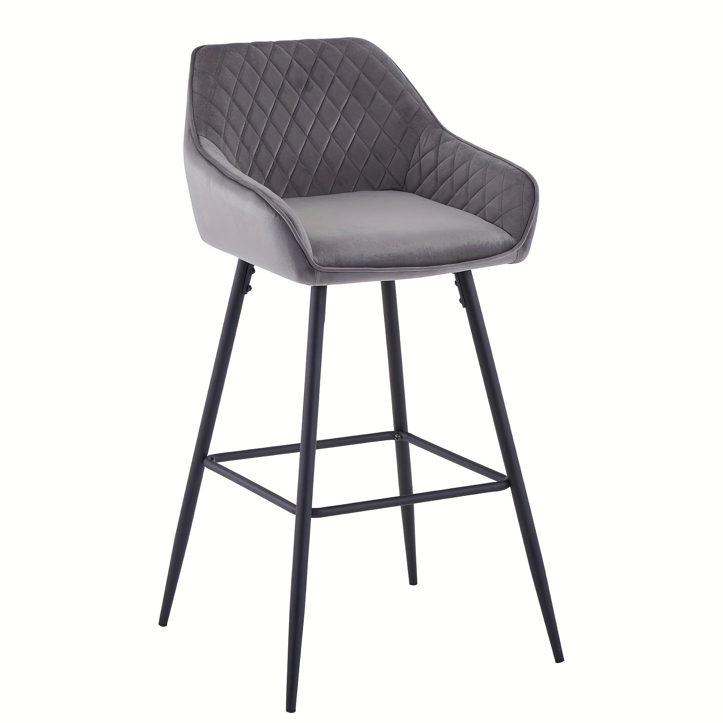 Velvet Bar Stools with Armrest & Backrest – Upholstered Breakfast Bar Chairs for Kitchen Counter Island Home Restaurant Set of 1 or 2