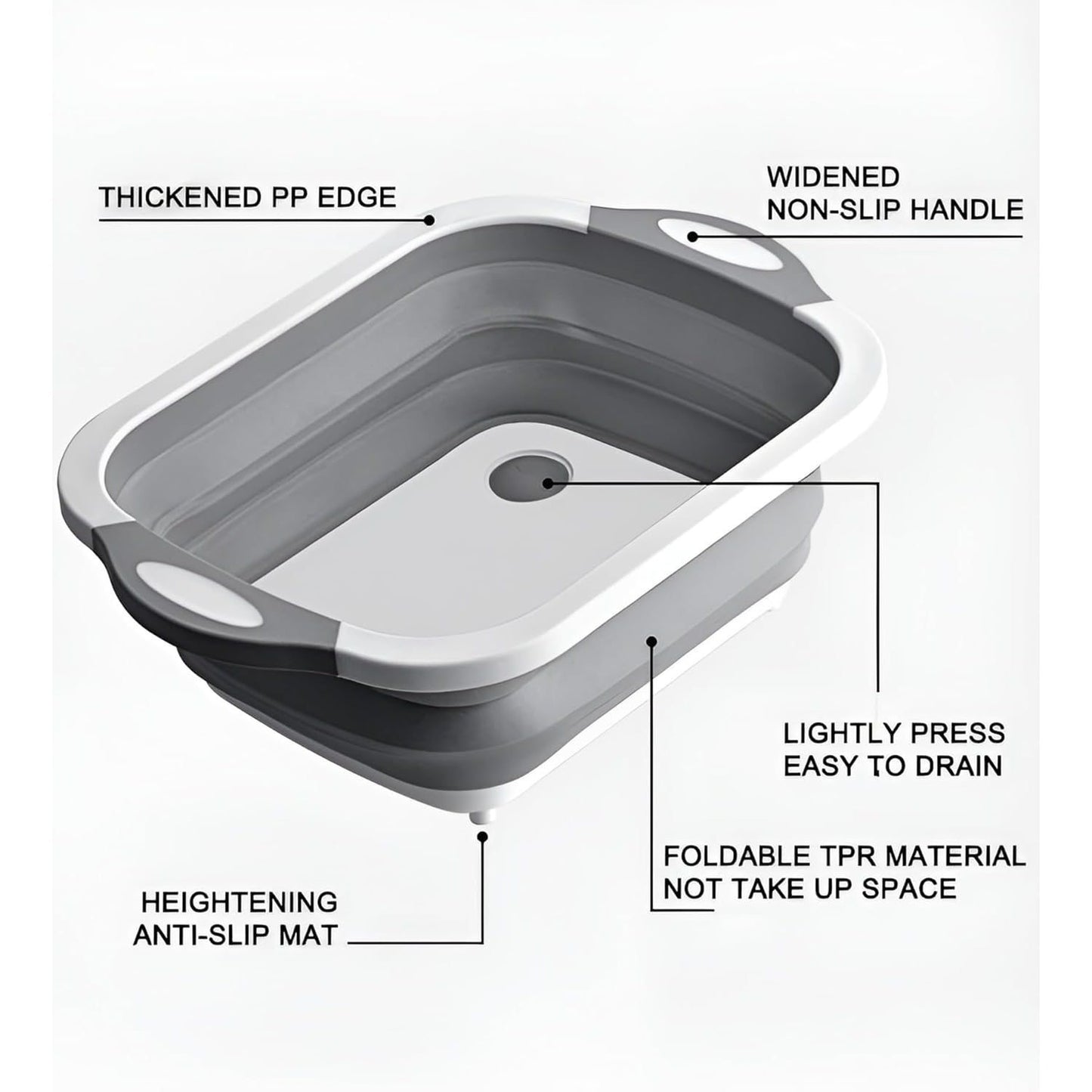 3-in-1 Collapsible Chopping Board with Drain Plug – Multi-Purpose Folding Cutting Board for Kitchen, Camping & Outdoor Use | Non-Slip Wash Basin, Portable Tub & Storage Container