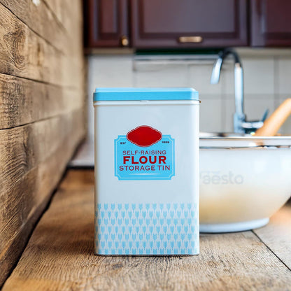 Flour Storage Containers | Self Raising Flour Tin with Lid |1 Kg| 18.5 X 9.2 X 12 Cm Storage Tins to Keep Flour Fresh & Clean (Self Raising & Plain)