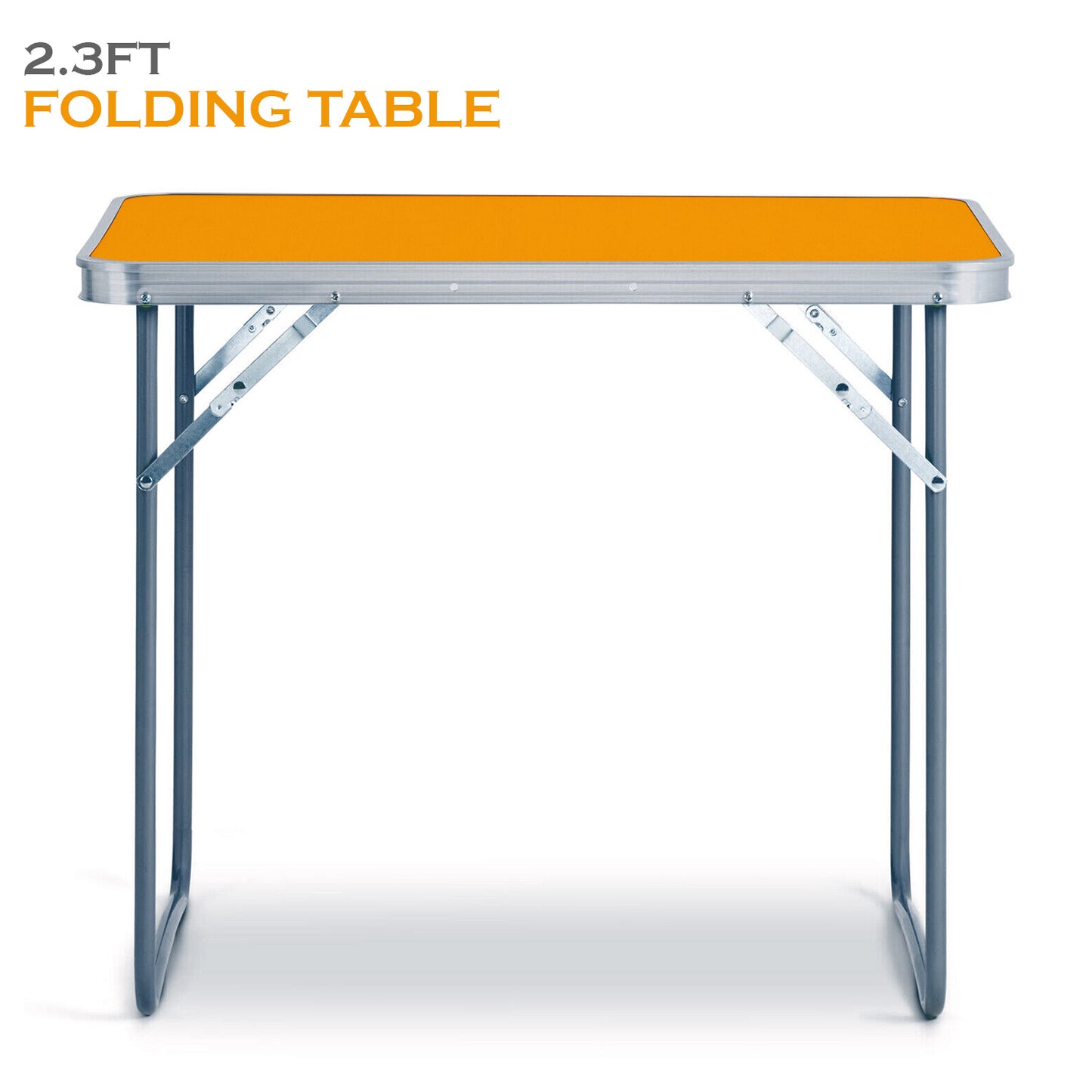 2.3ft Aluminum Folding Picnic Table | Lightweight & Portable Camping Table | Adjustable Height Outdoor Trestle Table for BBQ, Garden, Travel, & Events – Sturdy & Compact