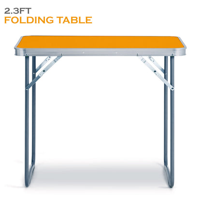 2.3ft Aluminum Folding Picnic Table | Lightweight & Portable Camping Table | Adjustable Height Outdoor Trestle Table for BBQ, Garden, Travel, & Events – Sturdy & Compact