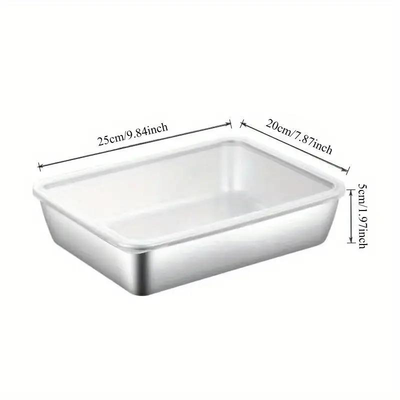 3/5/6 pcs Stainless Steel Food Storage Containers, Stackable with Sealed Lids, Flip Top, Square Shape, for Salad, Fruit, Food Storage, Kitchen Organization, Refrigerator Freshness, Freezer Safe, Multi-purpose Meal Prep