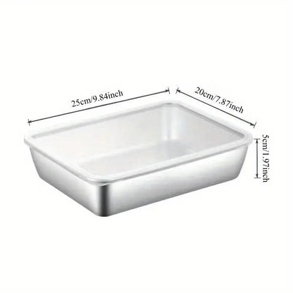 3/5/6 pcs Stainless Steel Food Storage Containers, Stackable with Sealed Lids, Flip Top, Square Shape, for Salad, Fruit, Food Storage, Kitchen Organization, Refrigerator Freshness, Freezer Safe, Multi-purpose Meal Prep