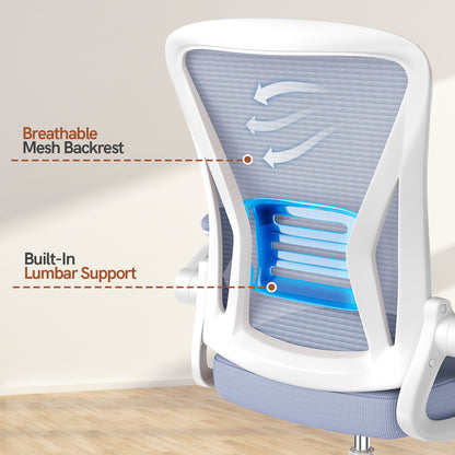 GartistGo Office Chair Ergonomic Desk with 90° Flip-up Armrest Lumbar Support, Height Adjustable Chair, Executive Swivel Computer Padded Seat Cushion for Home/Office