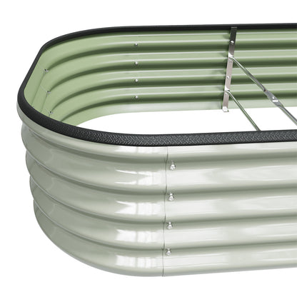 Galvanized Planter Garden Boxes Outdoor, Oval Large Metal Galvanized Raised Garden Bed for Vegetables, 2 Sizes 2 Colours Available