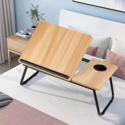Laptop Desk Laptop Bed Table with Foldable Legs and Cup Slot, Reading Holder Notebook Stand with Adjustable Height Angle, Laptop Bed Tray for Bed Sofa Breakfast Work Study Reading
