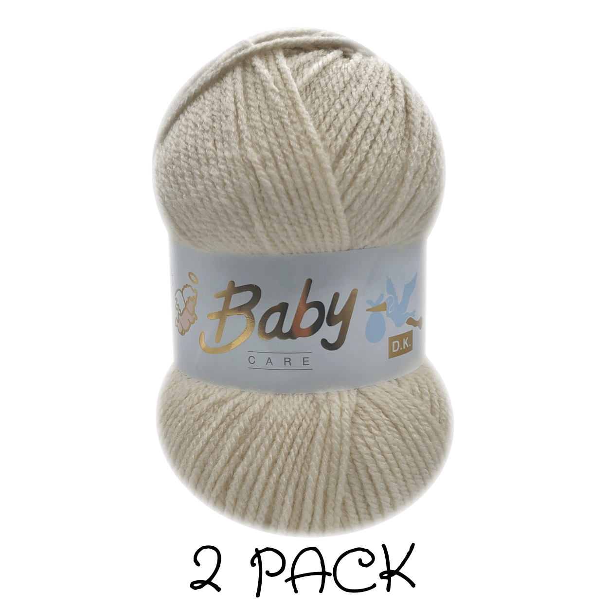 Woolcraft - Baby Care Double Knitting Yarn - 2 or 5 Pack of 100g Balls of 100% Acrylic Yarn - 13 Colours Available - Aqua, Beige, Baby Blue, Oyster, Denim, Lilac, Mint, Peach, Baby Pink, Rouge, Silver, White or Lemon - Perfect for Knitting or Crochet