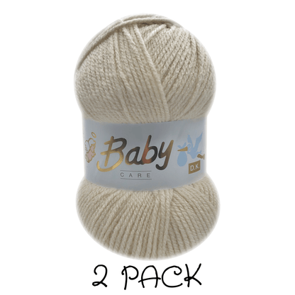 Woolcraft - Baby Care Double Knitting Yarn - 2 or 5 Pack of 100g Balls of 100% Acrylic Yarn - 13 Colours Available - Aqua, Beige, Baby Blue, Oyster, Denim, Lilac, Mint, Peach, Baby Pink, Rouge, Silver, White or Lemon - Perfect for Knitting or Crochet