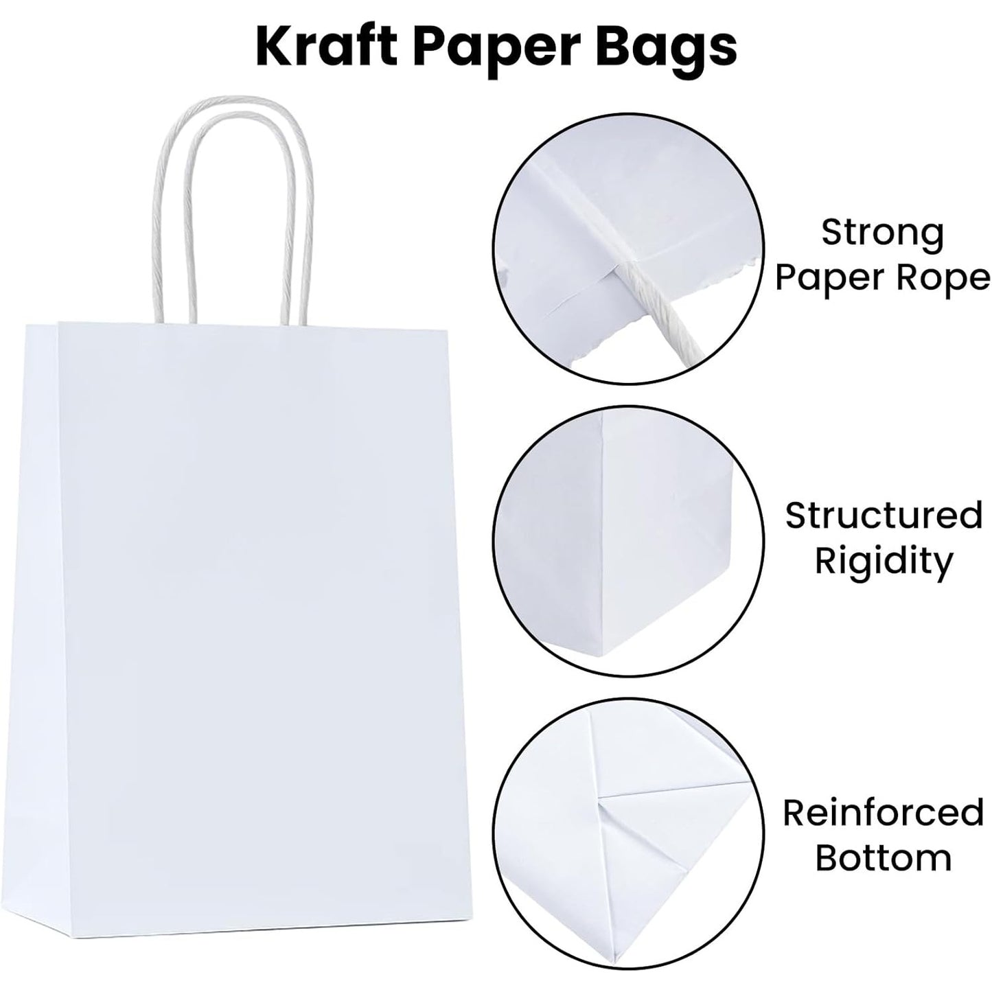 100 Pack Paper Gift Bags with Handles, Paper Bags for Thanks Giving, Christmas, Parties, Retail, and Gift Wrapping
