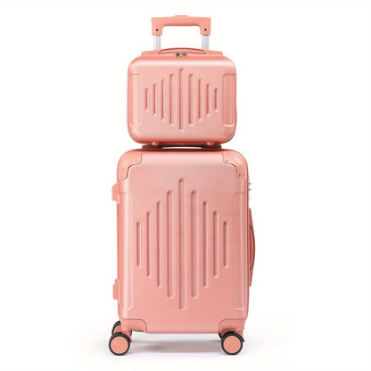 Set of 2 Luggage Pieces (20" And 12") for Travel, Featuring Lightweight, Portable Hard-Shell Suitcases with Spinner Wheels, Available in Rose Golden, Black, And Dark Gray