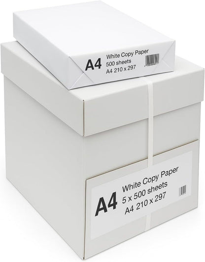 A4 Printer Paper 75gsm 2500 Sheets – 5 Reams Full Box | ColorLok Technology High Whiteness | Laser Inkjet Copier Compatible | Home & Office Printing Paper | UK