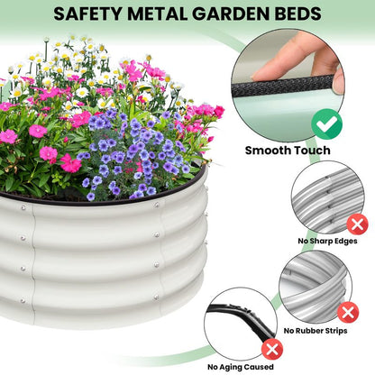 Galvanized Raised Garden Bed, Round Metal Planter Box with Open-Bottom Design, Heavy-Duty Steel Outdoor Flower Bed for Vegetables, Herbs, and Succulents, Easy Installation