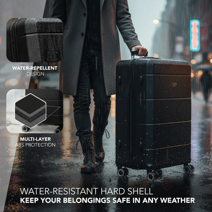 28 Inch Large Suitcase Lightweight ABS Hard Shell with TSA Lock & 4 Spinner Wheels - 75x49x29cm Check-In Luggage, Water-Resistant, UK Stock