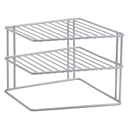 Premium 3 Tier Corner Plate & Bowl Storage Rack Cupboard Shelf Insert Organiser Space Saver Kitchen Stand Holder (Grey)