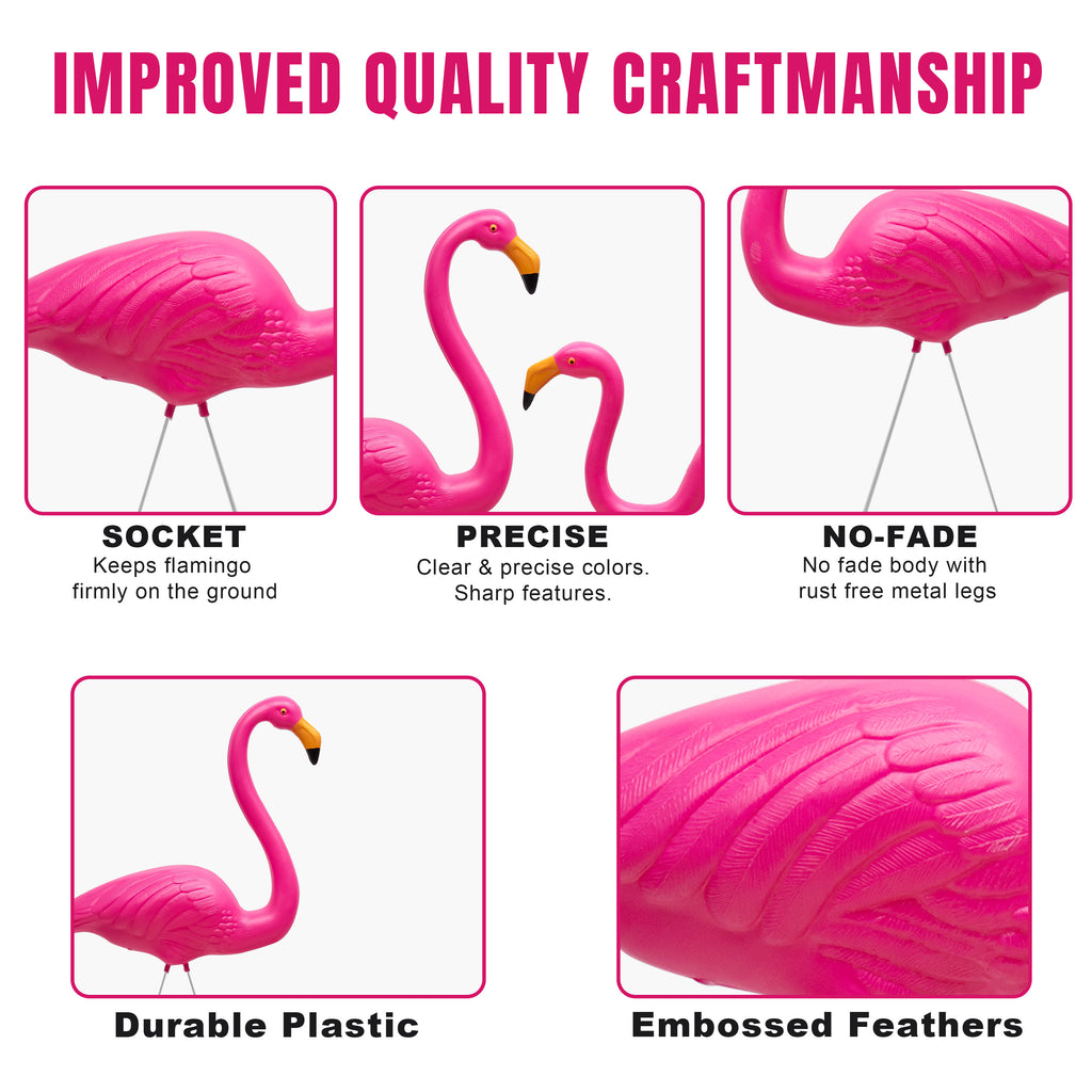 Pink Flamingo Garden Ornaments with Ground Spikes
