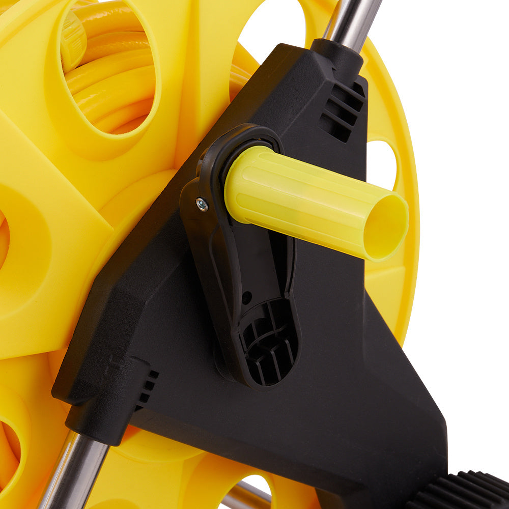 Complete Watering Kit/ Garden Hose Reel Trolley Portable With 20-50M Hose Pipe, Sprinkler Gun & Connector - Heavy Duty Watering System for Outdoor/Lawn/Car Wash (Yellow)