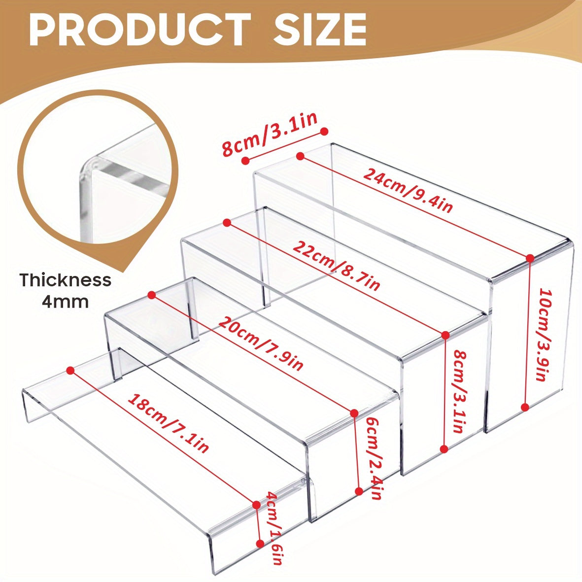 Acrylic Clear Display Plinths Stands Risers Shelf for Dessert Cupcake Perfume