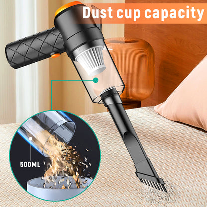 Handheld Vacuum Cleaner, Upgraded Portable Mini Vacuum, Pure Copper Motor Strong Suction Cleaner with Large Capacity Battery & 500ML Dust Cup, 6-in-1 Multifunctional Rechargeable Low Noise Dust Blower Inflator Deflator Machine with Complete Multi Nozzle A