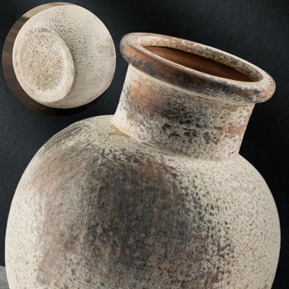Ceramic Rustic Farmhouse Vase 6 Inch Terracotta Boho Flower Vase Decorative for Dried Flowers Home Decor Living Room Table Shelf Mantel Decoration (D5 x H6 inch)